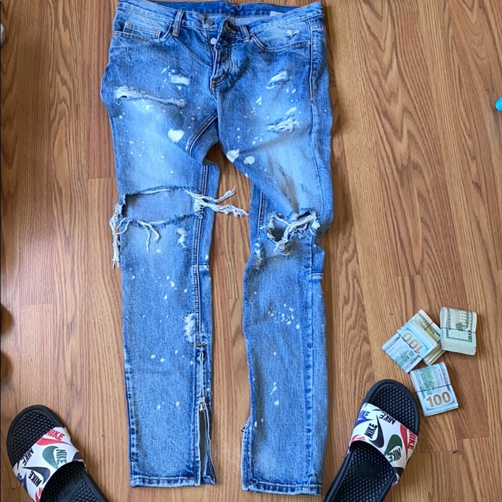 Denim Biker zipper ankle jeans never worn ‼️